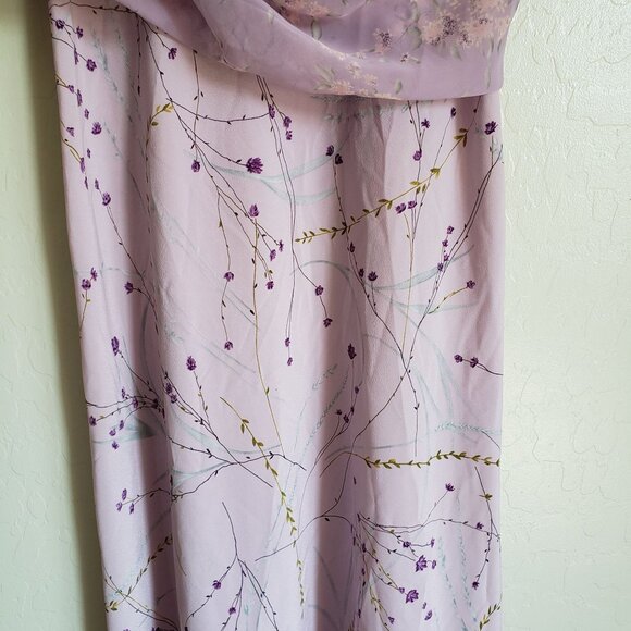 Vintage Positive Attitude Floral Sheer Purple Maxi Dress Womens 14 Fairy 90s Y2K - Picture 11 of 11